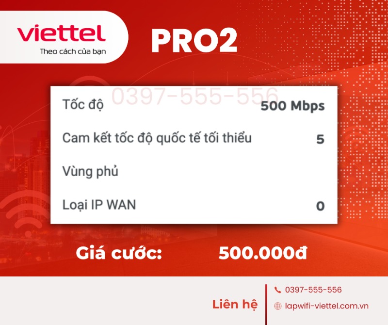 GÓI CƯỚC PRO 2 - 500.000đ